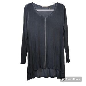 Soft Surroundings Blue Acid Wash Long Sleeve Tunic Size M